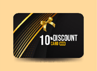 Premium Voucher Card Template 10% Discount with Golden Accents Modern Elegant Gift Card Black and Gold Theme Luxury Card Design Black and Gold Promotional Template
