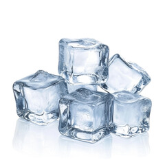 Ice cubes piled on a clean white background for refreshing beverage presentations, ice cubes on isolated on white background