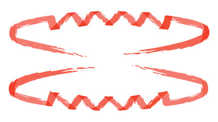 Red wavy ribbon frame with brush stroke texture isolated on white background artistic design element vector