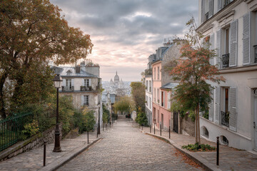 serene view of montmartre in paris featuring elegant architecture bathed in soft lighting