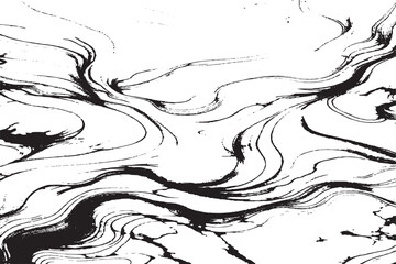 Fluid Marble Ink Flow Abstract in Black and White

