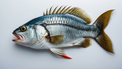 Fototapeta premium A fish with spiny dorsal fins, detailed scales, and distinctive coloration.