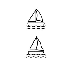 Sailing Boat Outline Icons – Water Sport Set