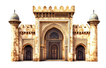 Exploring majestic architecture of historical fortress cultural landmark urban setting detailed view isolated on transparent background