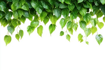 Obraz premium Green vine leaves border isolated on white background