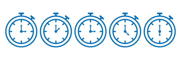 stopwatch icon set. Remainder clock symbol. Timer, clock, countdown timer symbol icon collection. Alarm pictogram. Vector illustration
