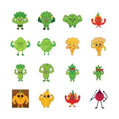 sat cartoon Vegetable and Fruits