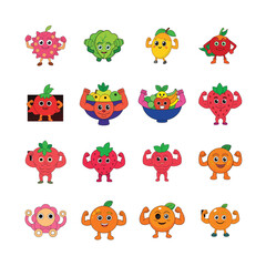 Fototapeta premium sat cartoon Vegetable and Fruits