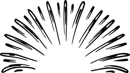 Obraz premium Black radial speed lines emanating from a central point in a semi circular burst design element