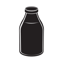 silhouette of single milk bottle on the white background