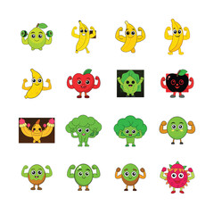 Obraz premium sat cartoon Vegetable and Fruits