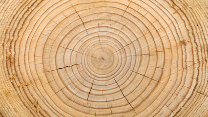 Fototapeta premium Cross section of a tree trunk showing its annual growth rings