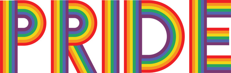 Obraz premium Pride text creative colorful hand drawing minimalist text