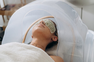 Modern scalp spa treatment in salon for hair therapy, relaxation and scalp care.