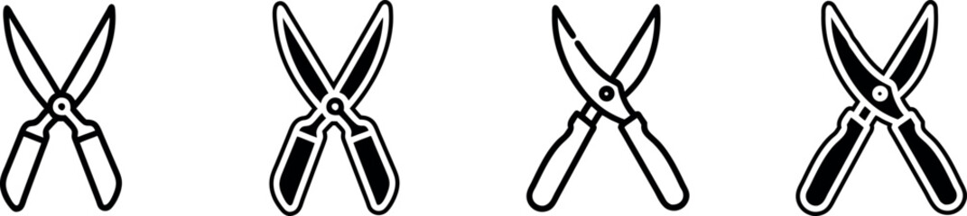 Scissors icon Black and outline. Scissors icon set.