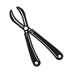 silhouette of tongs on the white background