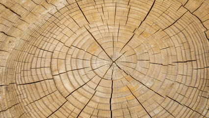 Fototapeta premium Cross section of a tree trunk showing its annual growth rings