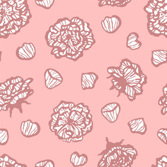 Vector seamless pattern with hand drawn cute roses. Beautiful design for textile, wallpaper, fabric, wrapping paper and backgrounds.