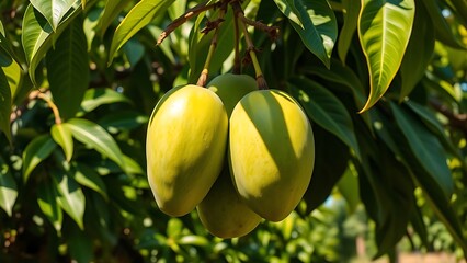 green mango on a tree