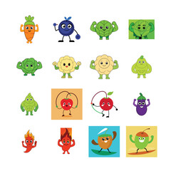 sat cartoon Fruits and Vegetable  