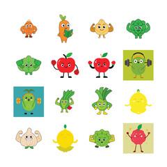 sat cartoon Fruits and Vegetable  