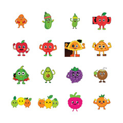 Obraz premium sat cartoon Fruits and Vegetable 