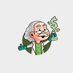 cute cartoon mascot logo of a professor mixing science to create money