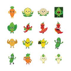 sat cartoon Fruits and Vegetable  