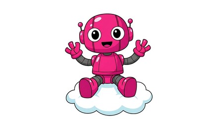 Naklejka premium Friendly cartoon robot character in a colorful children's style, isolated on white background, with playful poses.