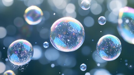 A series of colorful bubbles floating in the air. The bubbles are of different sizes and colors, creating a sense of movement and playfulness. The image evokes a feeling of joy and lightheartedness