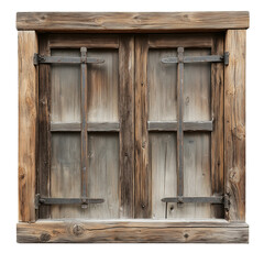 Old wooden window isolated on a transparent or white background. Perfect for vintage, rustic, architecture, home decor, and historical design projects.