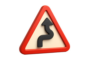 3D Render of a Winding Road Warning Sign