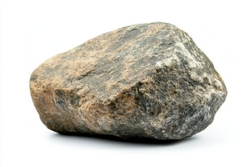 Fototapeta premium Single gray boulder stone isolated on white background