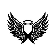 generate a black graphic of angel vector art silhouette