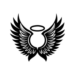 generate a black graphic of angel vector art silhouette