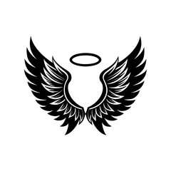 generate a black graphic of angel vector art silhouette