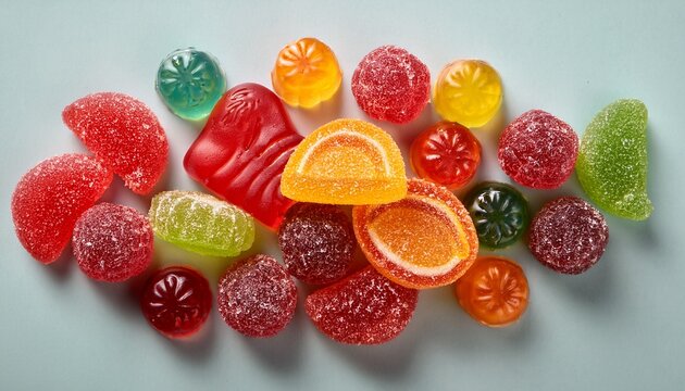 assorted jelly sweets top down view