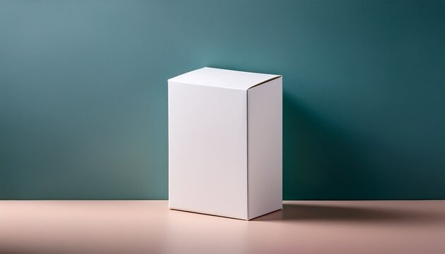 minimalist white box mockup on bright backdrop for product presentation and promotion