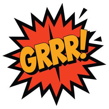 Comic Book Style GRRR! Explosion Orange, Black, and Yellow Burst