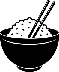 bowl of rice with chopsticks