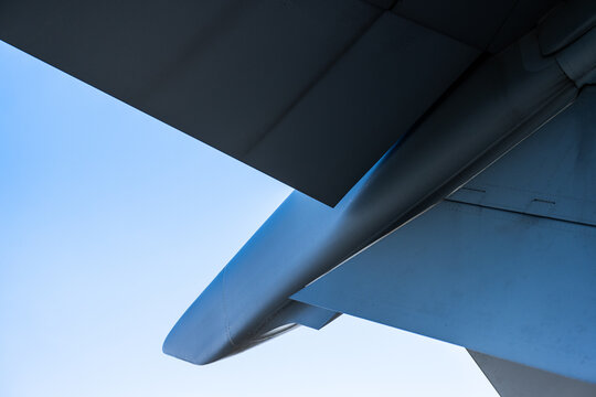 close-up of military aircraft stabilizer and flaps.