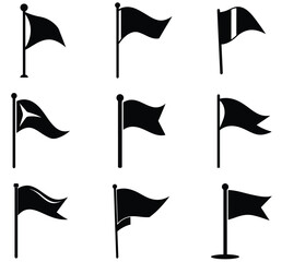Collection of Black and White Simple Flag Icons