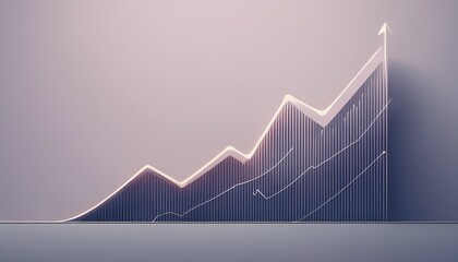 Fototapeta premium single line graph on light lavender gray background steady rise market growth depiction modern minimalism