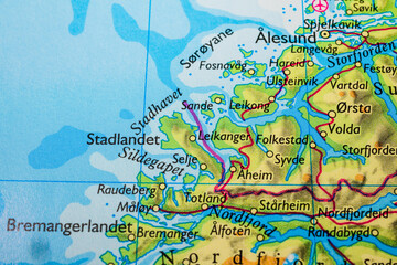 Coastal map of Lista and Kristiansand Norway.
