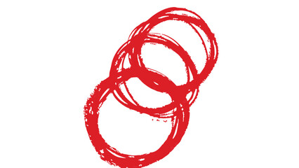 Three red circles overlapping each other with a rough brush stroke style on a white background art
