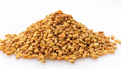 pile of fenugreek seeds isolated on white background high resolution