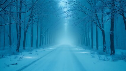 road in winter forest
