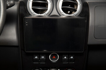 Naklejka premium Modern car multimedia system. Car audio.