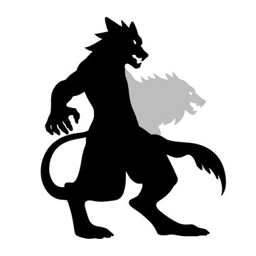 Silhouette of shapeshifter transitioning on white background, evolution concept