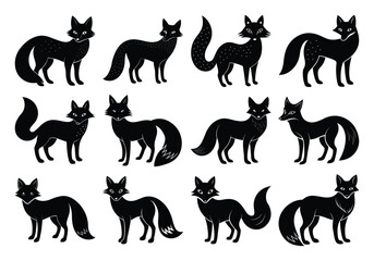 Fototapeta premium ox silhouette set. Vector illustration